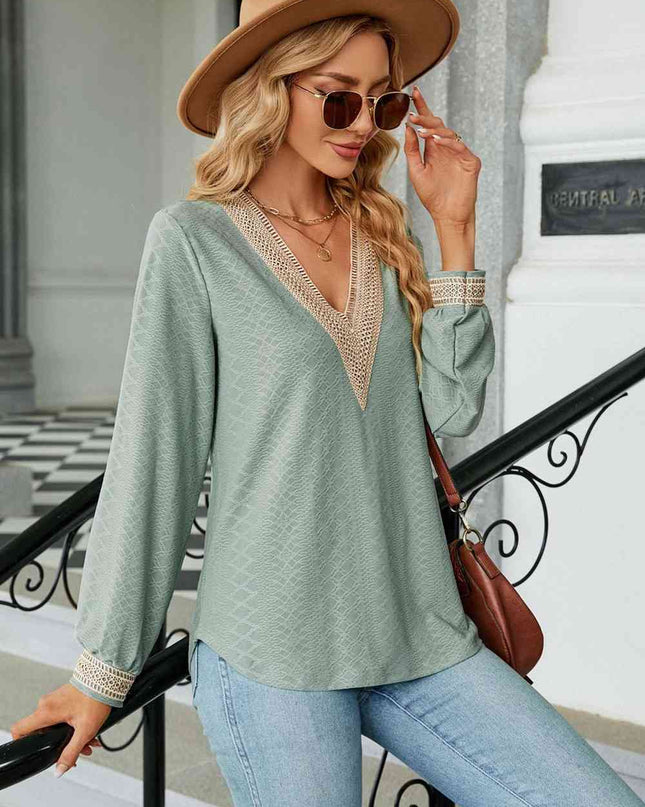 V-Neck Long Sleeve Blouse