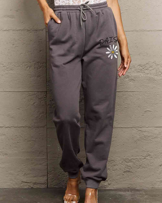 Simply Love Simply Love Full Size Drawstring DAISY Graphic Long Sweatpants