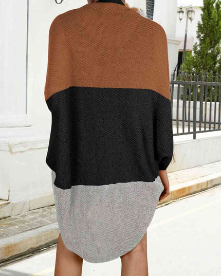 Color Block Open Front Cardigan