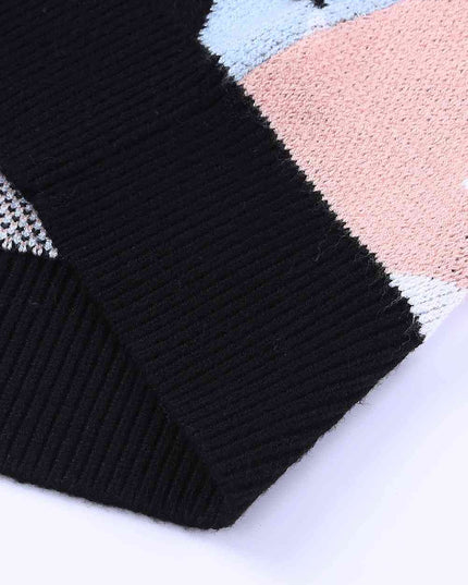 Geometric Button Down Dropped Shoulder Cardigan