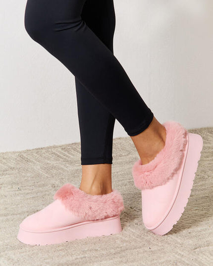 Legend Footwear Furry Chunky Platform Ankle Boots