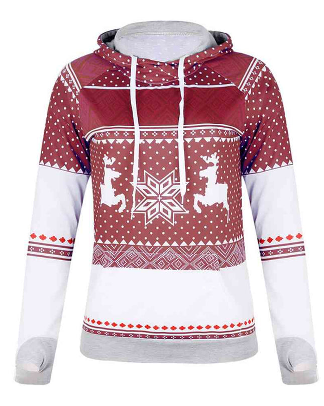 Printed Long Sleeve Hoodie with Pocket