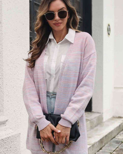 Striped Open Front Longline Cardigan