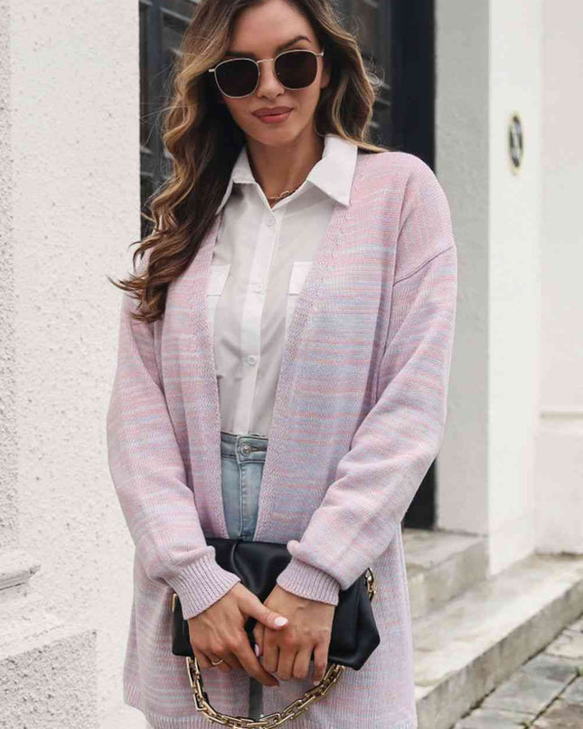 Striped Open Front Longline Cardigan