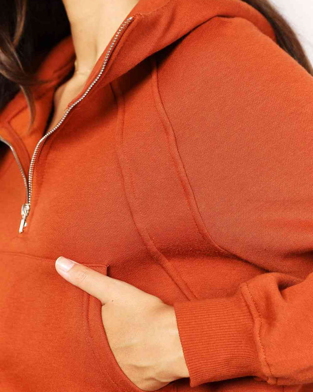 Double Take Half-Zip Long Sleeve Hoodie