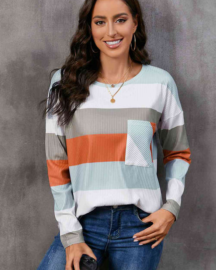 Wide Stripe Top with Pocket