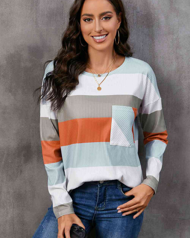 Wide Stripe Top with Pocket
