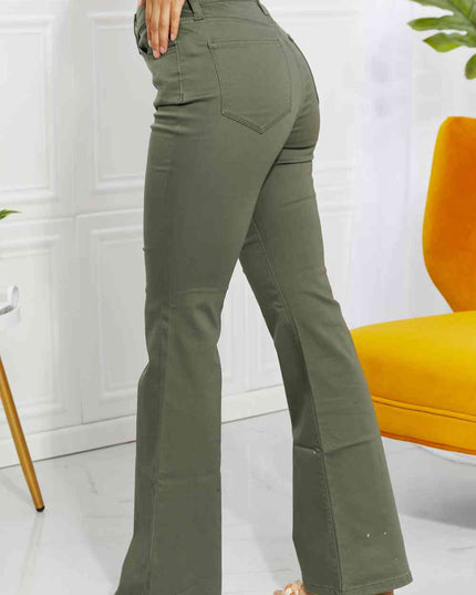 Zenana Clementine Full Size High-Rise Bootcut Jeans in Olive