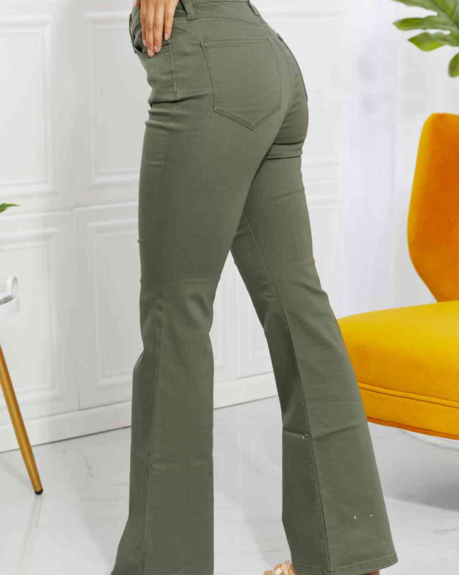 Zenana Clementine Full Size High-Rise Bootcut Jeans in Olive