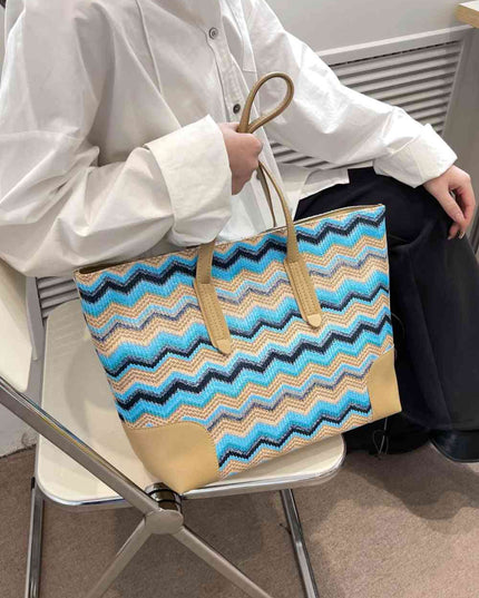 Chevron Straw Tote Bag