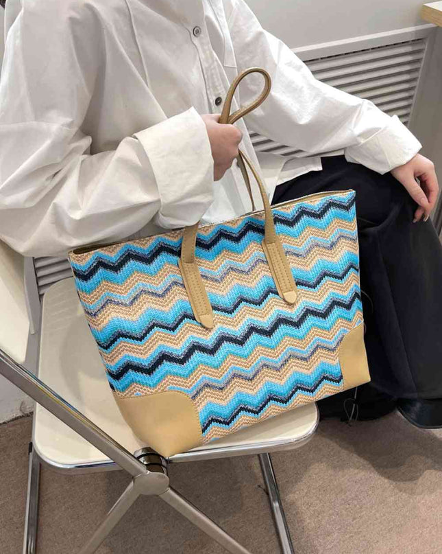 Chevron Straw Tote Bag