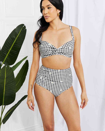 Marina West Swim Take A Dip Twist High-Rise Bikini in Black