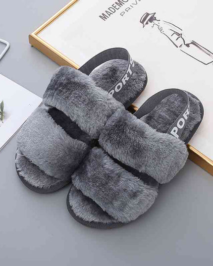 Faux Fur Open Toe Slippers