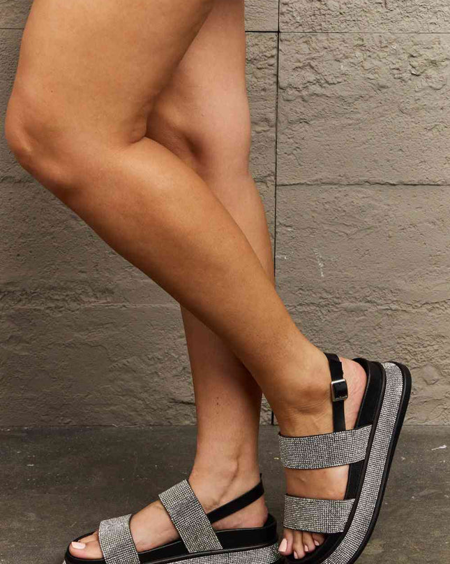 Qupid  Shine On Platform Rhinestone Slingback Sandal