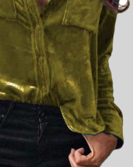 Button Up Collared Shirt with Breast Pockets