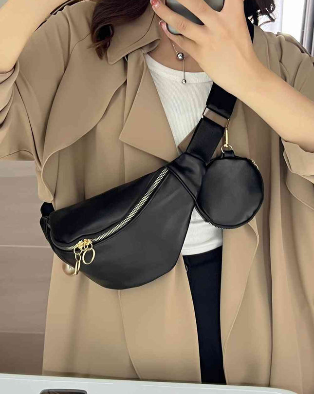 PU Leather Sling Bag with Small Purse