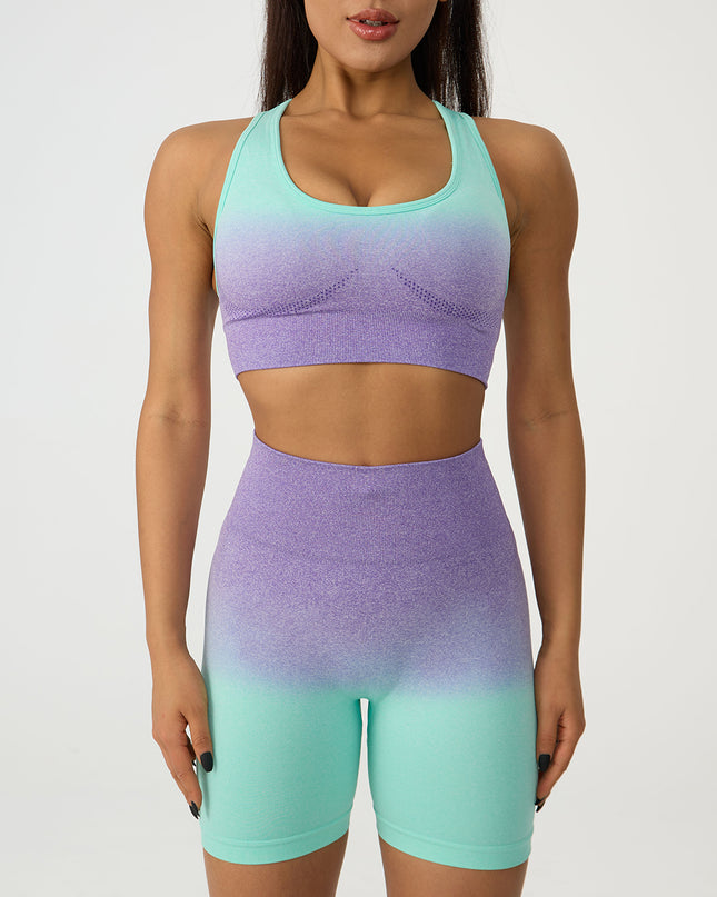 Gradient Scoop Neck Tank and High Waist Shorts Active Set