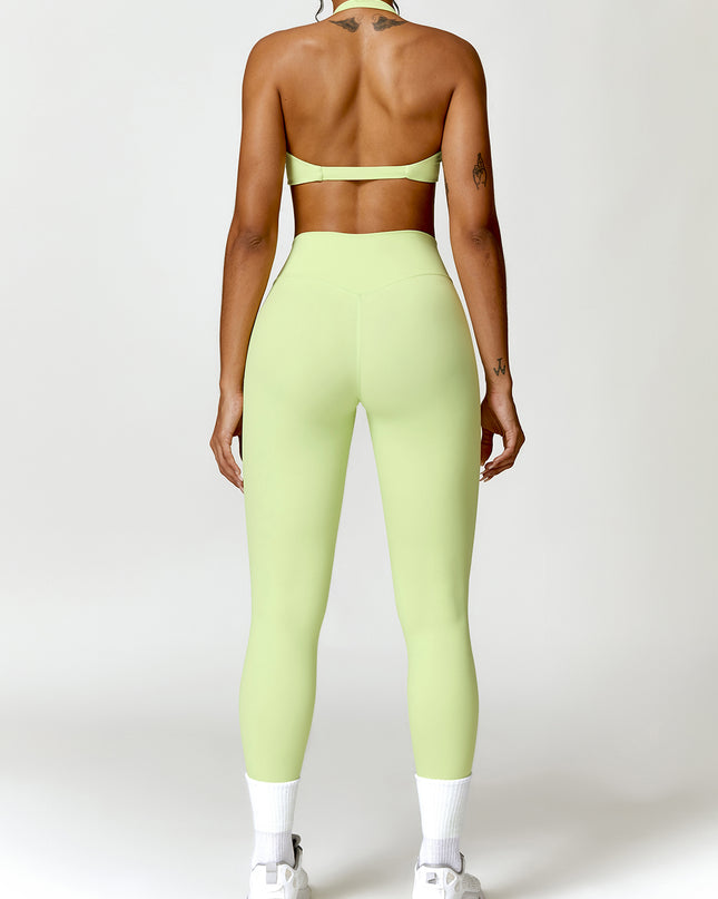 Twisted Halter Neck Bra and High Waist Leggings Active Set
