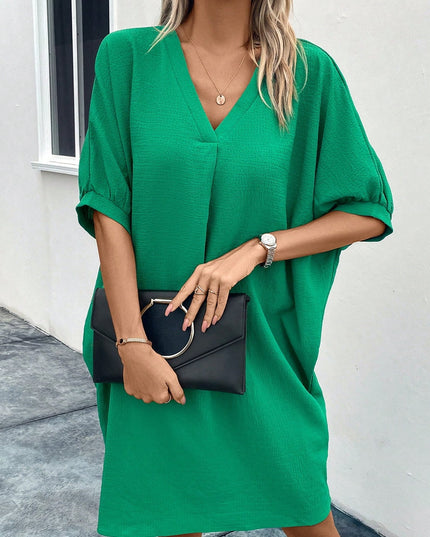 V-Neck Short Sleeve Mini Dress