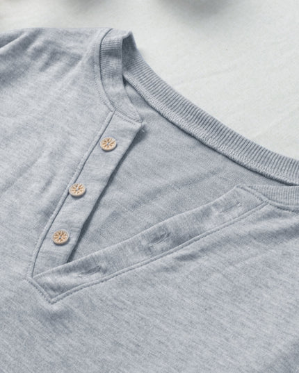 Button Detail Curved Hem Top