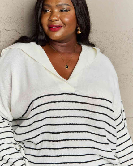 Sew In Love Make Me Smile Striped Oversized Knit Top