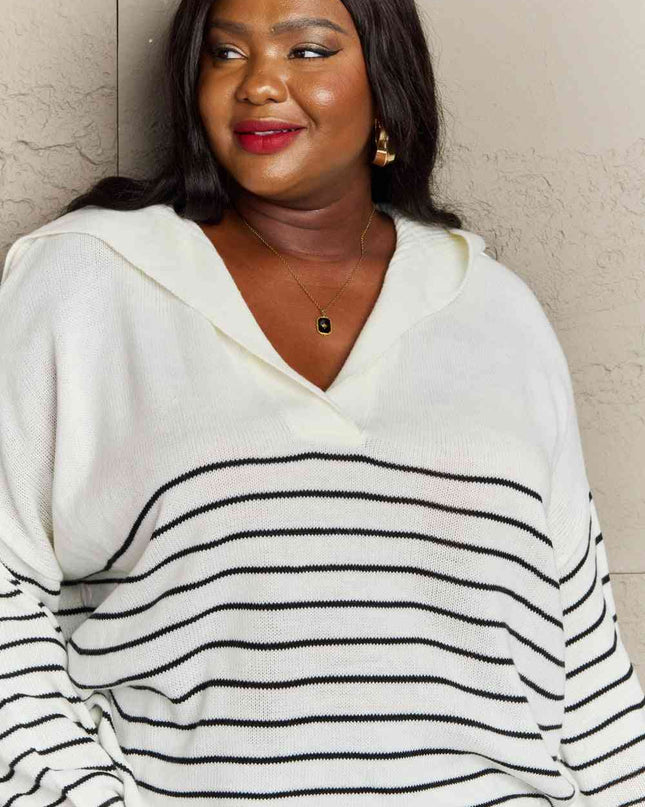 Sew In Love Make Me Smile Striped Oversized Knit Top