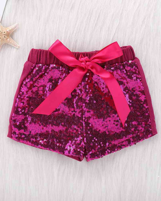 Sequin Elastic Waist Shorts