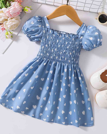 Printed Square Neck Smocked Dress