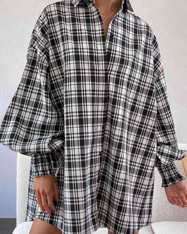 Plaid Lantern Sleeve Shirt