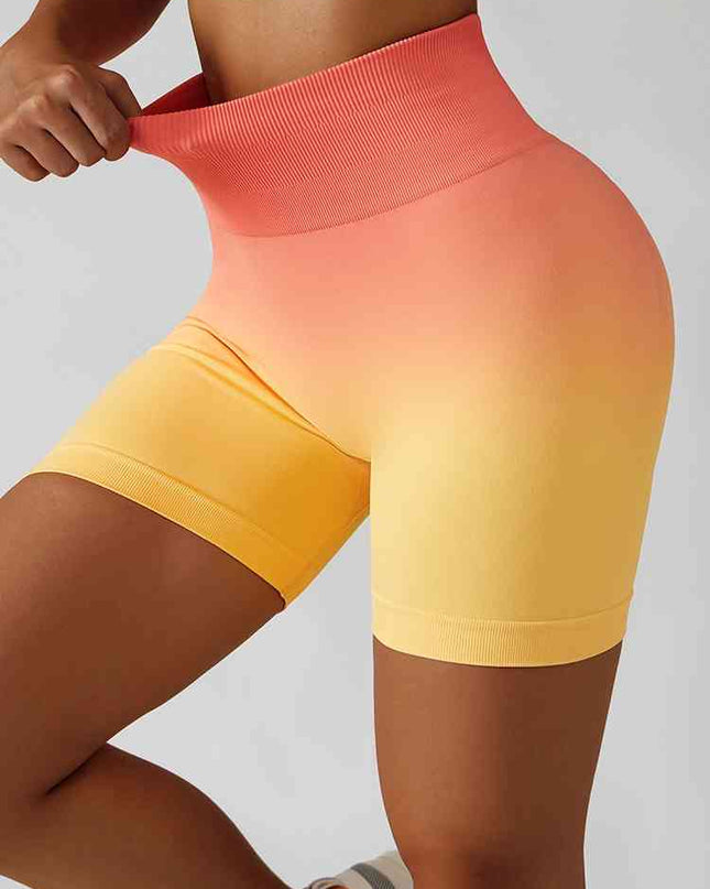 Gradient Wide Waistband Slim Fit Sports Shorts