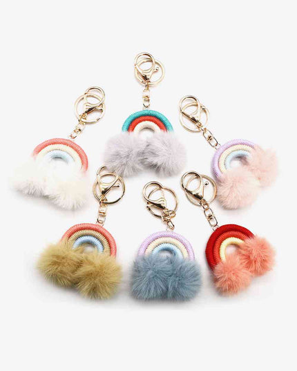 Assorted 4-Pack Rainbow Pom Pom Keychain