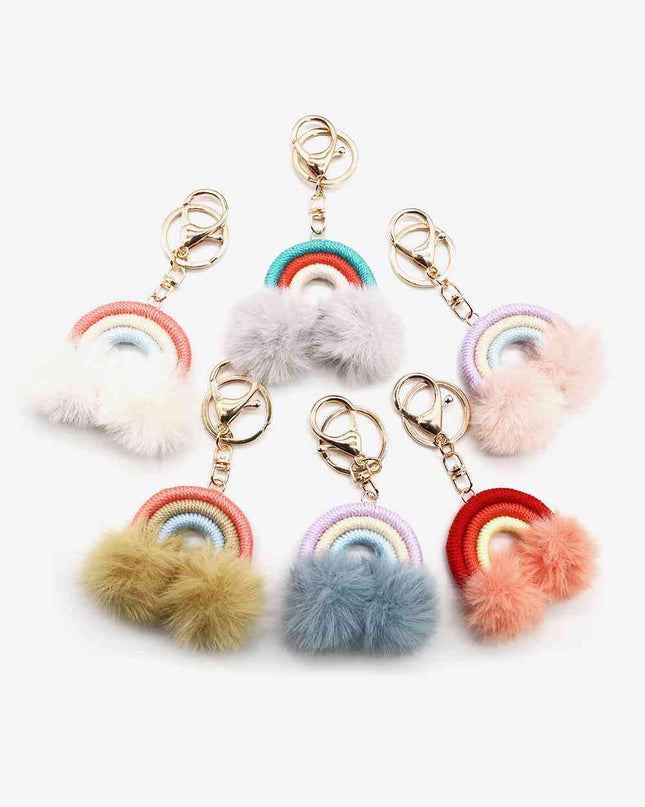 Assorted 4-Pack Rainbow Pom Pom Keychain