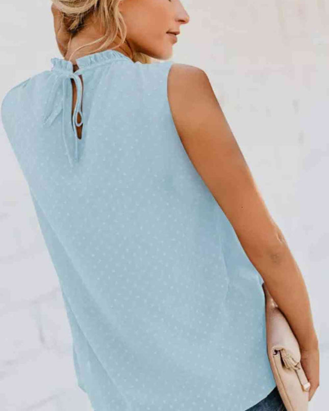 Smocked Tie Back Frill Trim Tank