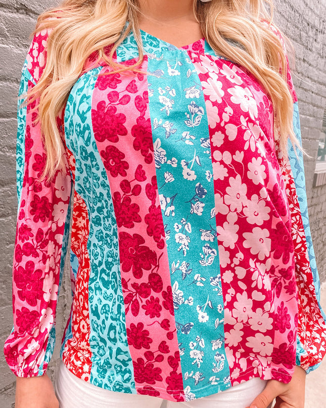 Mixed Print Patchwork Blouse