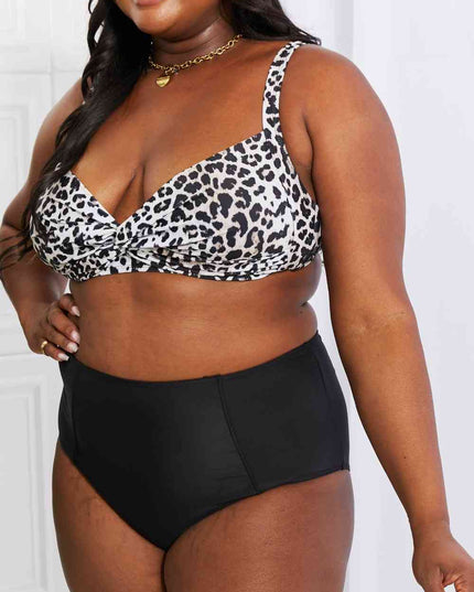 Marina West Swim Take A Dip Twist High-Rise Bikini in Leopard