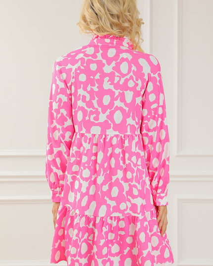 Printed Long Sleeve Tiered Mini Dress