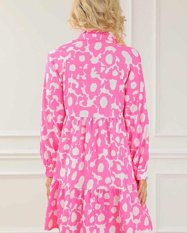 Printed Long Sleeve Tiered Mini Dress