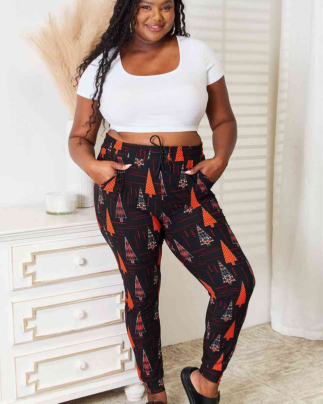 Leggings Depot Full Size Holiday Tree Print Joggers