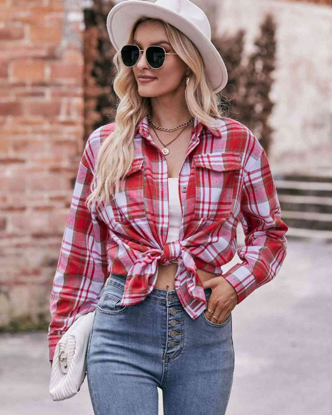 Plaid Dropped Shoulder Longline Shirt