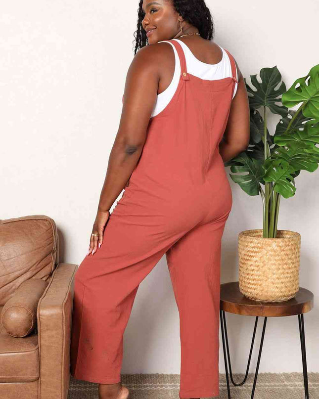 Double Take Wide Leg Overalls with Front Pockets