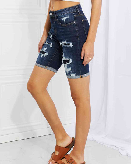 Judy Blue Lucy High Rise Patch Bermuda Shorts