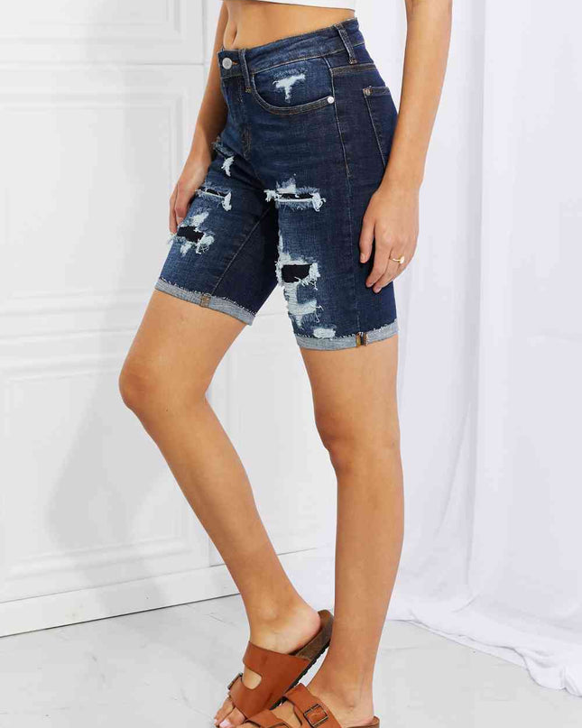 Judy Blue Lucy High Rise Patch Bermuda Shorts
