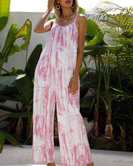 Tie-Dye Spaghetti Strap Jumpsuit with Pockets