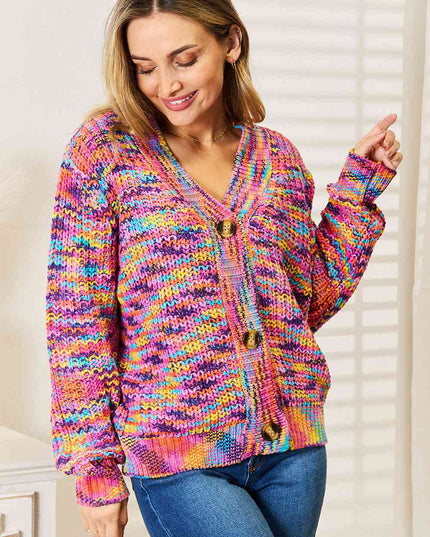 Woven Right V-Neck Long Sleeve Cardigan