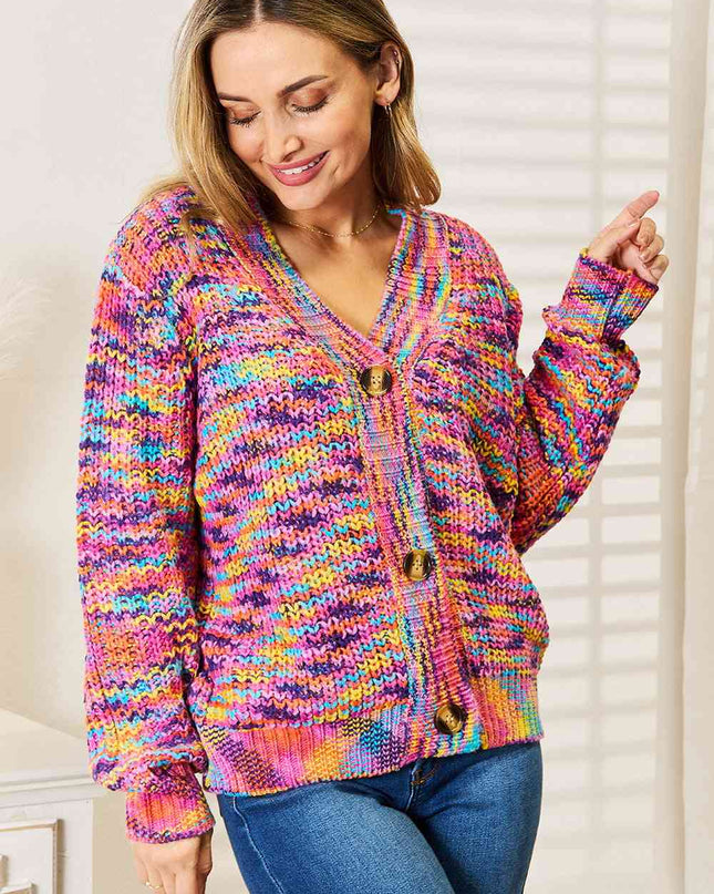 Woven Right V-Neck Long Sleeve Cardigan
