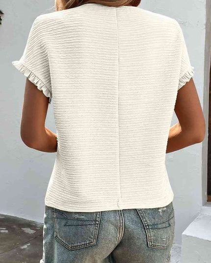 Textured Round Neck Short Sleeve Top