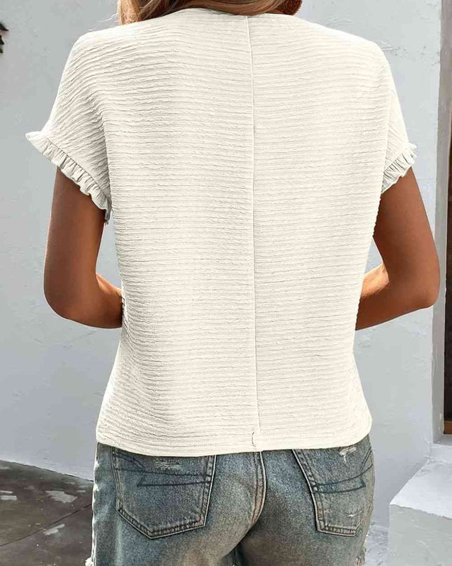 Textured Round Neck Short Sleeve Top