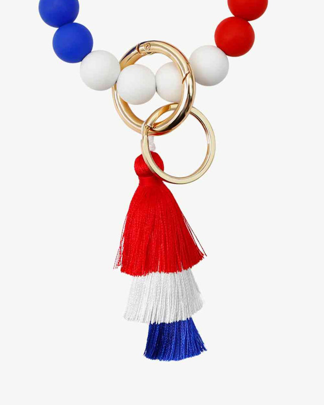 Contrast Tassel Bead Wristlet Key Chain