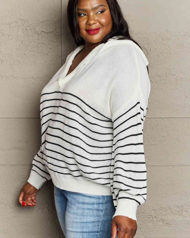 Sew In Love Make Me Smile Striped Oversized Knit Top
