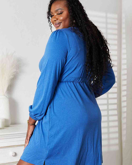 Double Take Scoop Neck Empire Waist Long Sleeve Magic Dress